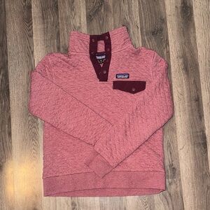 Patagonia Pink Pullover with Maroon Snap Placket